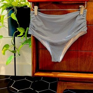 Striped high waist bikini bottom